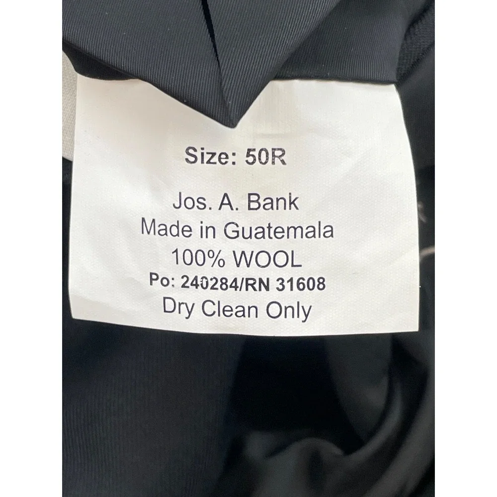 Jos A Bank Blazer Mens 50R Black 100% Wool 2-Button Single Breast Tailored Fit